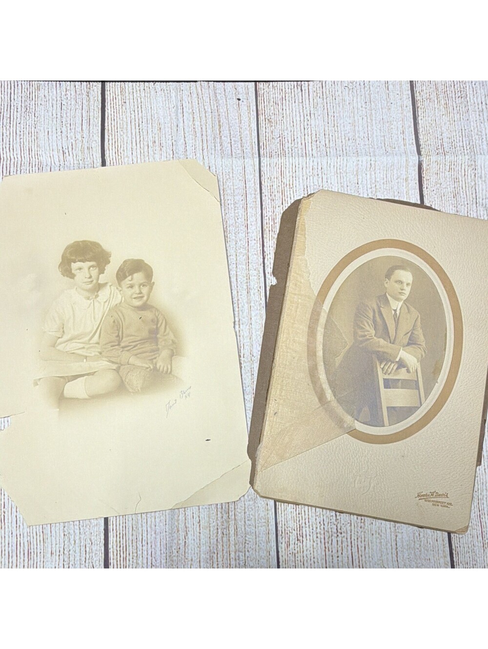 Kent Studio Original Sepia Signed Mounted Cabinet Card Portraits Lot of 2